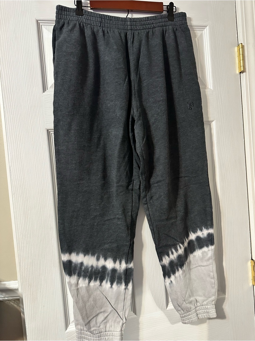 Dark Gray Tie-Dye Hem Jogger Sweatpants
